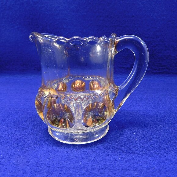 Small King's Crown Thumbprint Creamer Gold Accents 3.75" - Picture 1 of 6
